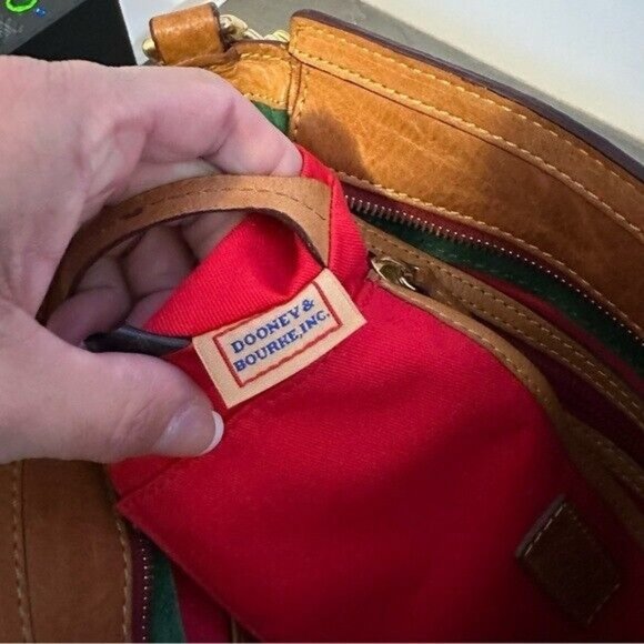 Dooney & Bourke Florentine Pocket Vaccheta Leather Satchel Bag Cognac - Picture 11 of 13